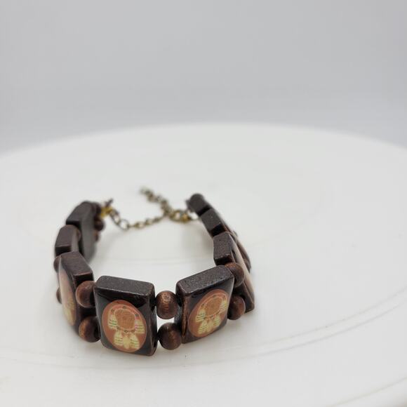 Vintage The Legend of the Dreamcatcher Wooden Native American Tile Bracelet 7" - Picture 4 of 12